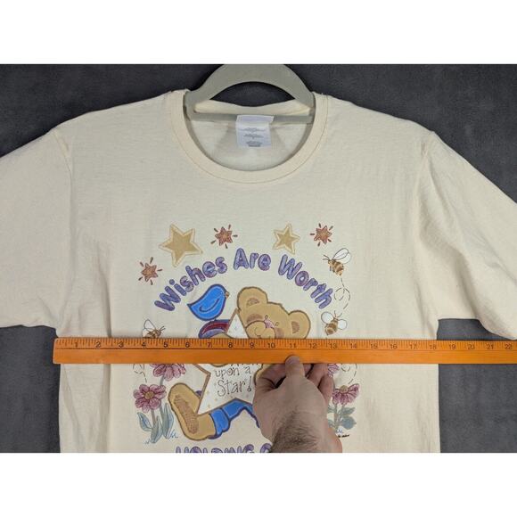 Hanes Her Way Women’s Medium Wishes Are Worth Holding Teddy Bear T-Shirt VTG - Picture 7 of 8